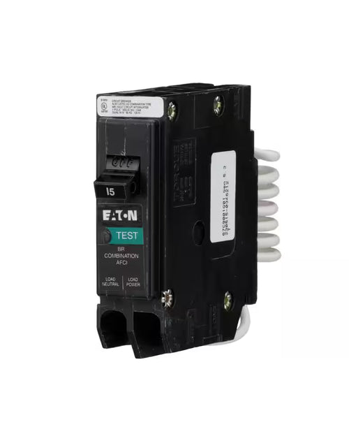 Load image into Gallery viewer, 15 Amp 120-Volt, Single-Pole AFCI Circuit Breaker Type BR Pigtail Neutral
