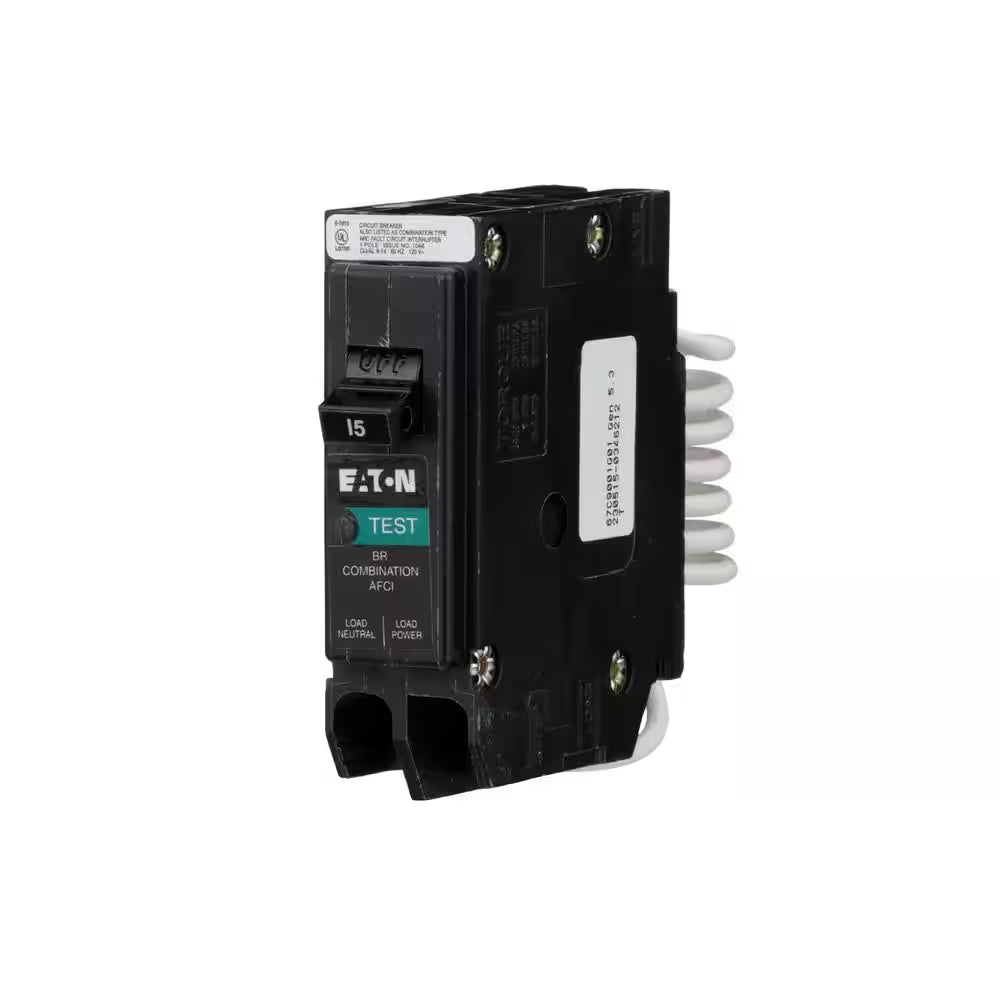 15 Amp 120-Volt, Single-Pole AFCI Circuit Breaker Type BR Pigtail Neutral