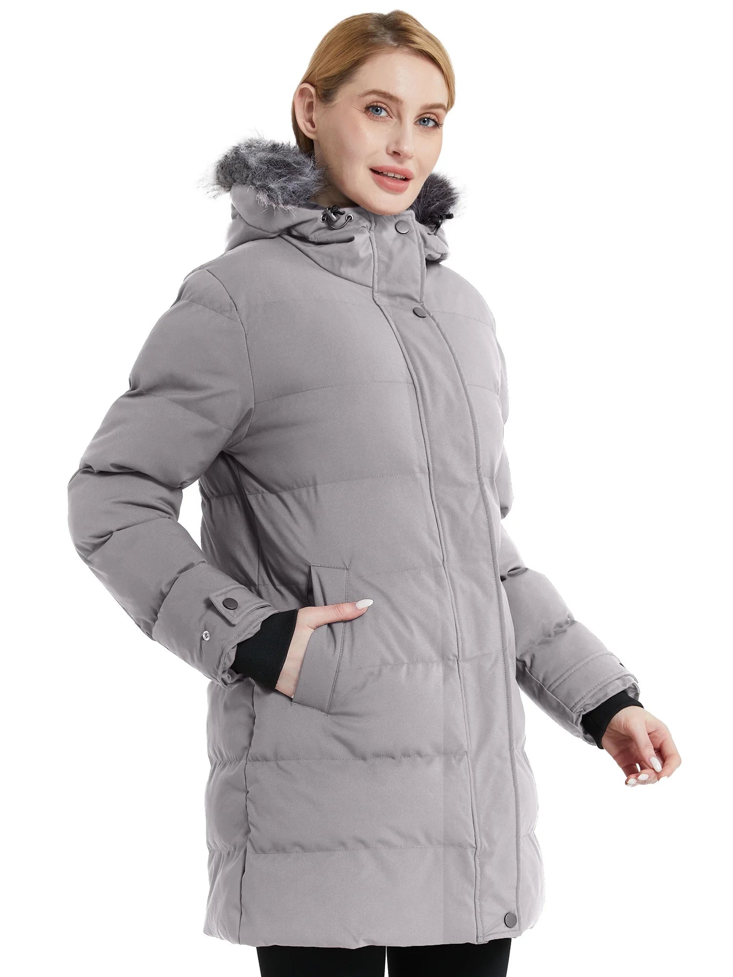 Women'S plus Size Winter Coat Hooded Winter Jacket Casual Puffy Jacket Blue XL