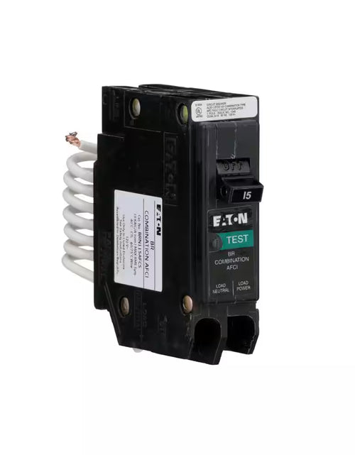 Load image into Gallery viewer, 15 Amp 120-Volt, Single-Pole AFCI Circuit Breaker Type BR Pigtail Neutral
