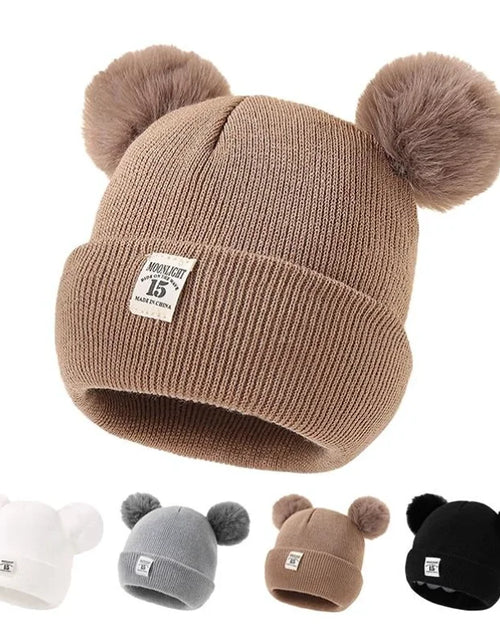 Load image into Gallery viewer, Solid Color Wool Knitted Bonnet Bebe Newborn Baby Hat Pompom Cute Winter Hat for Kids Boys Girls Children Warm Beanie Cap 0-3Y
